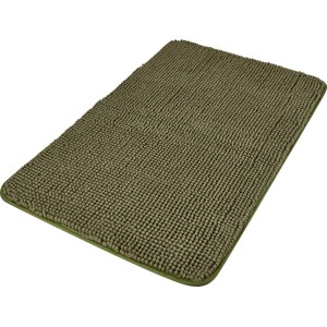 Moosgrüne baliv Badematte (50x80 cm) aus Polyester. Flauschiger Badteppich für das Badezimmer.