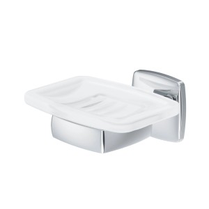 AM.PM Seifenschale Gem Chrom mit Wandhalterung aus Glas, moderne Bad-Accessoires.