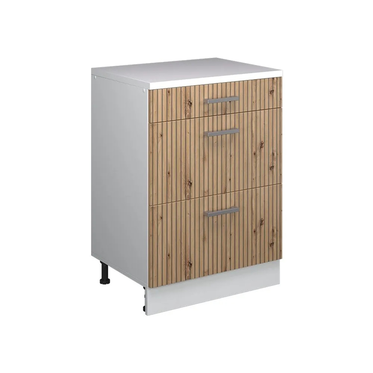Vicco Küchenschrank für Dachschrägen R-Line Artisan-Eiche 60 x 84 ohne Schräge mit 3 Schubladen Art Nr 61727