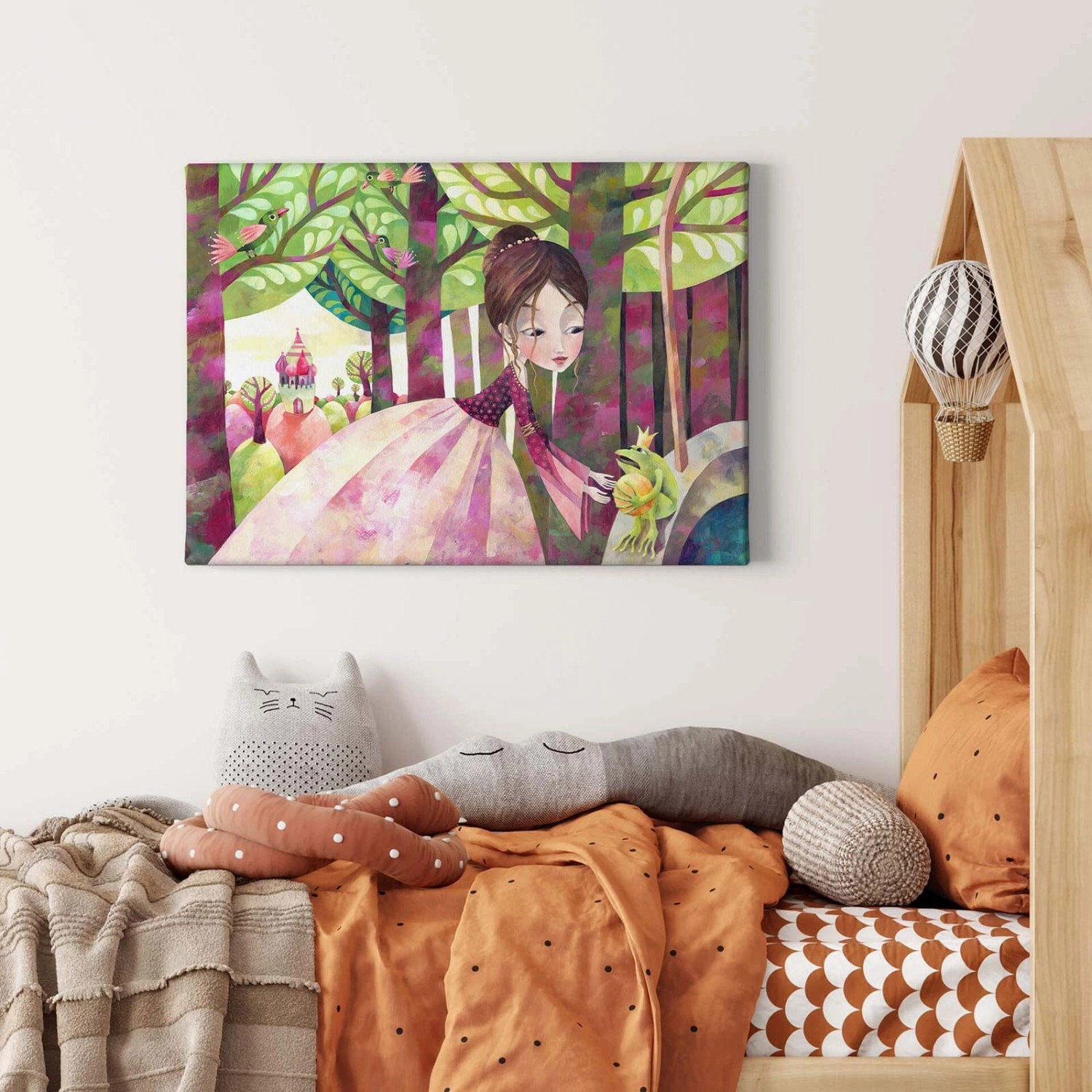 Bricoflor Froschkönig Bild In Pink Und Grün Märchen Bild Auf Leinwand Für M günstig online kaufen