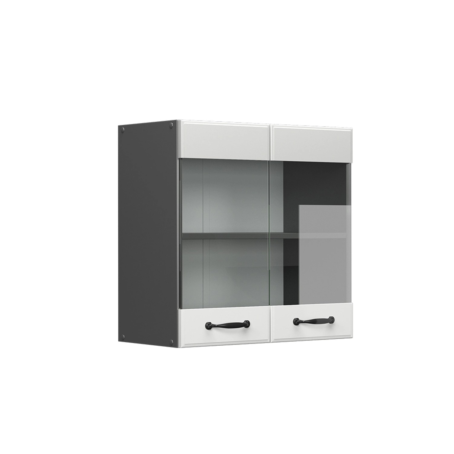 Vicco Küchenglasschrank R-Line Glashängeschrank Weiß Landhaus/Anthrazit 60 cm