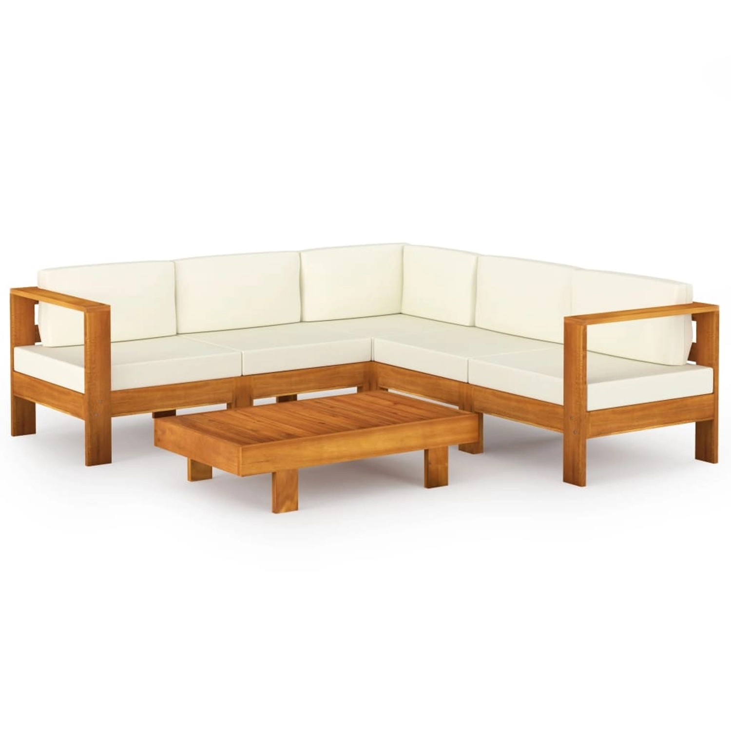 vidaXL 6-tlg Garten-Lounge-Set mit Creme Auflagen Massivholz Akazie