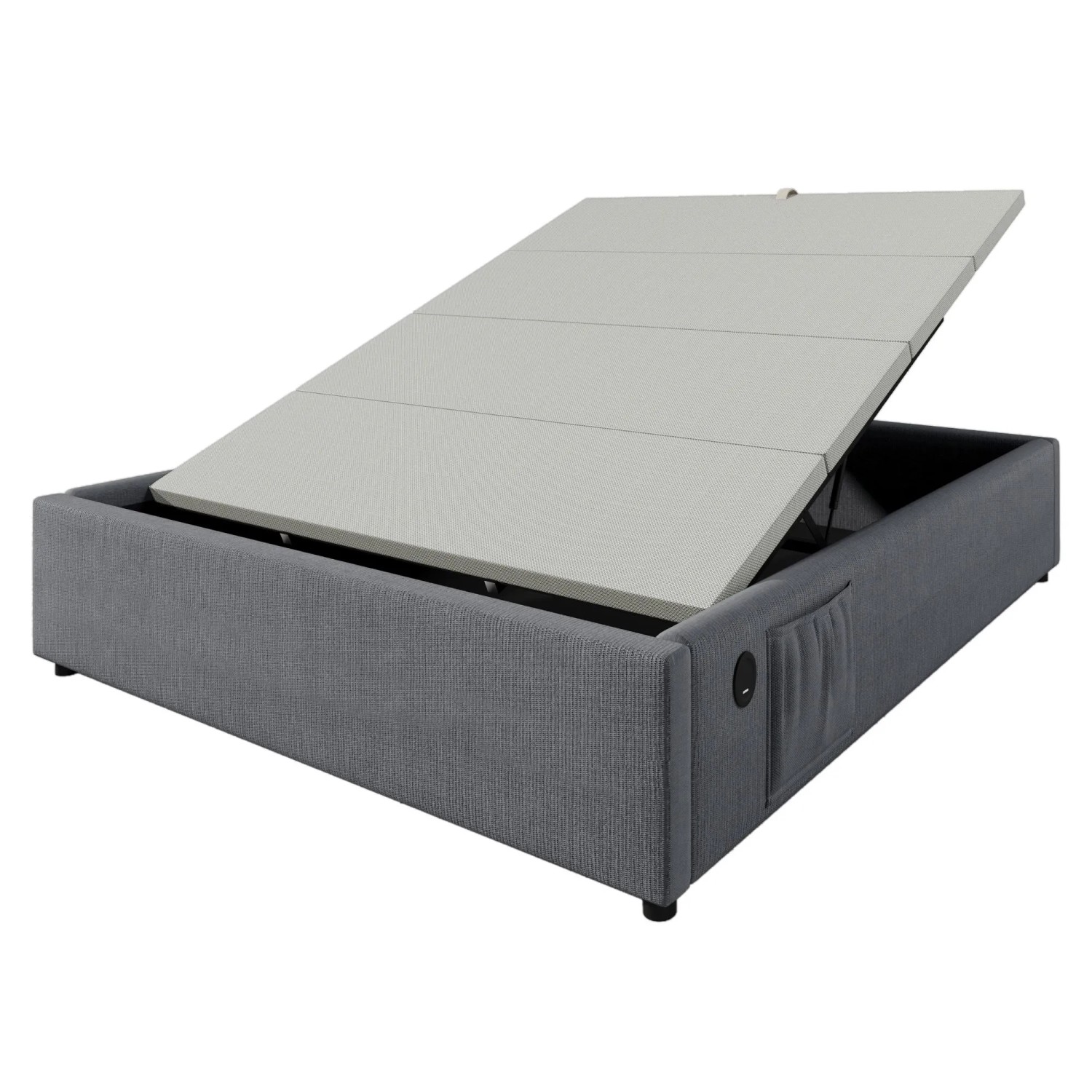 okwish Polsterbett 140x200cm mit Stauraum USB C Schlafzimmer Grau ohne Matratze