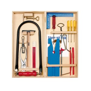 Pebaro Qualitäts-Laubsägekasten, 23-teiliges Werkzeug-Set im Holz-Klappkasten.