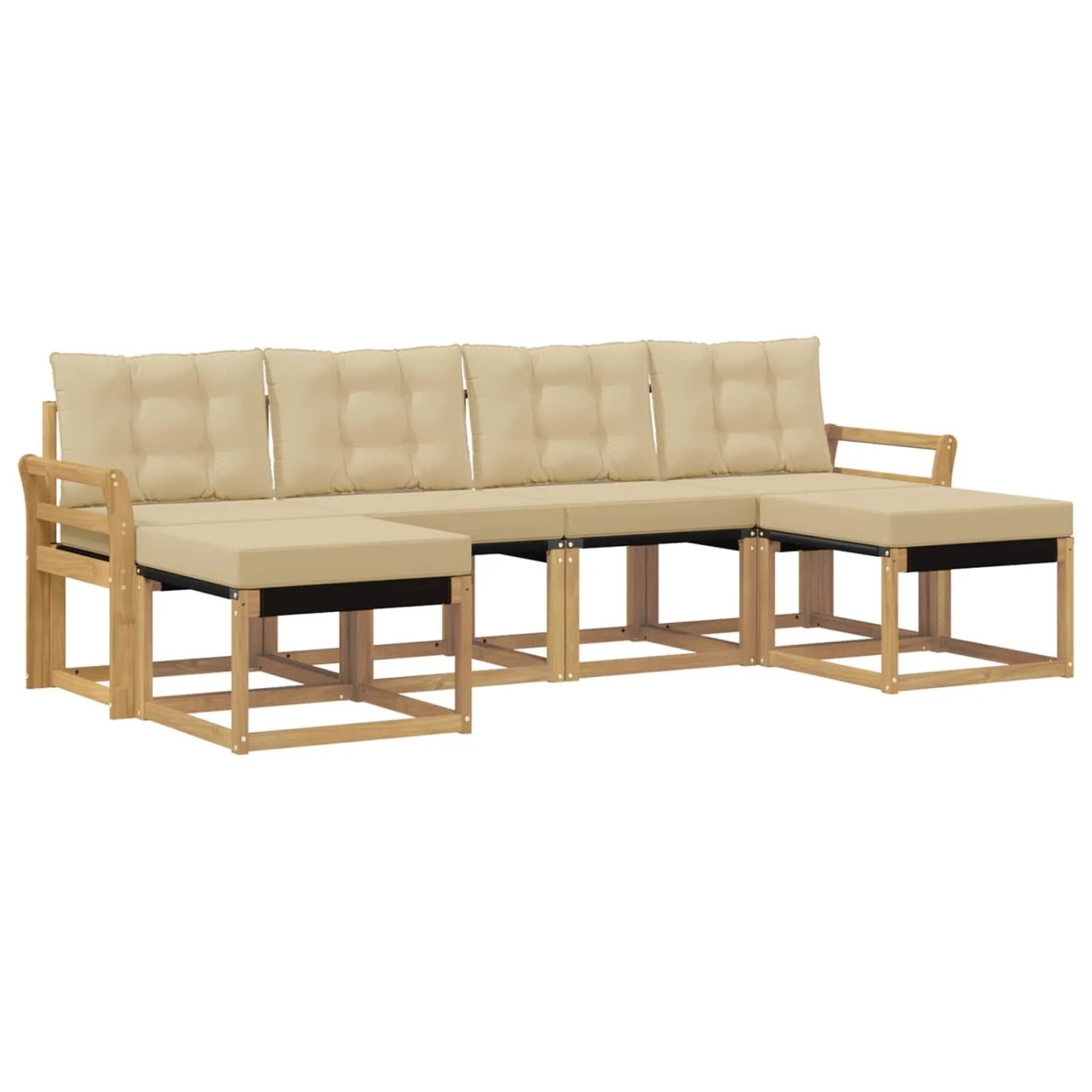vidaXL Outdoor-Sofagarnitur mit Kissen 6-Tlg Weiß und Beige 3389743