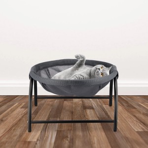 Relaxdays Katzenhängematte Stahl Dunkelgrau Schwarz mit Gestell 25 cm x 44 cm x 42 cm