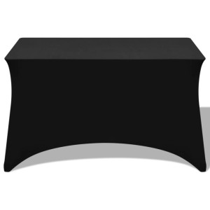 Schwarze Stretch-Tischhusse für Stehtische, 2er Set, 183x76x74cm, ideal für Partys.