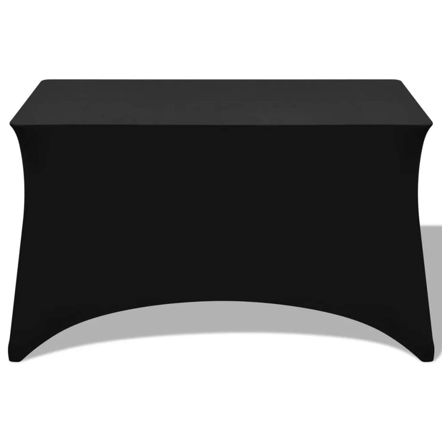 Schwarze Stretch-Tischhusse für Stehtische, 2er Set, 183x76x74cm, ideal für Partys.