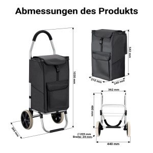 Wiltec Einkaufstrolley Klappbar 40Kg Einkaufsroller Einkaufswagen Einkaufstasche