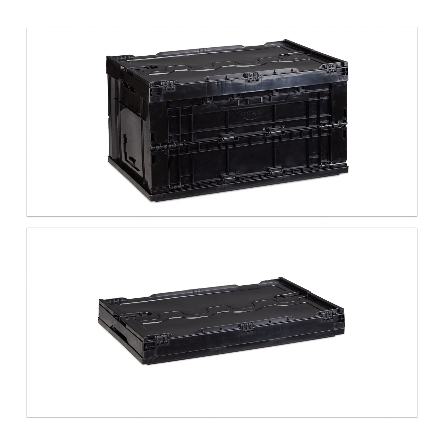 Relaxdays Transportbox Polypropylen Schwarz Schließbar Stapelbar Zusammenklappbar 60 L 58,5 cm x 39,5 cm x 32,5 cm 2,7 kg