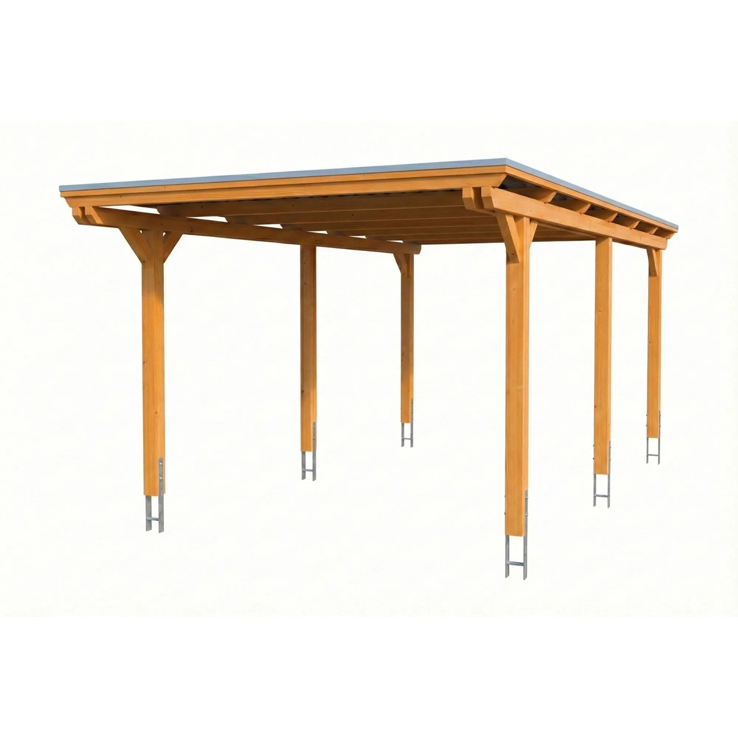Skan Holz Carport Emsland Stahl-Dachplatten 340 x 604 cm Eiche Hell