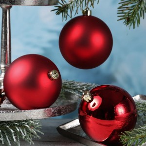 Marelida Christbaumkugeln Weihnachtskugeln Christbaumschmuck Kunststoff Rot 10cm 4St