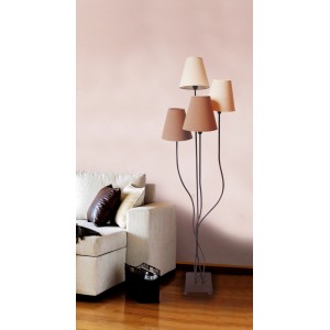 Näve Stehleuchte Twiddle, 4-flammig, beige-braun, Textilschirme. Design-Stehlampe für Wohnzimmer.