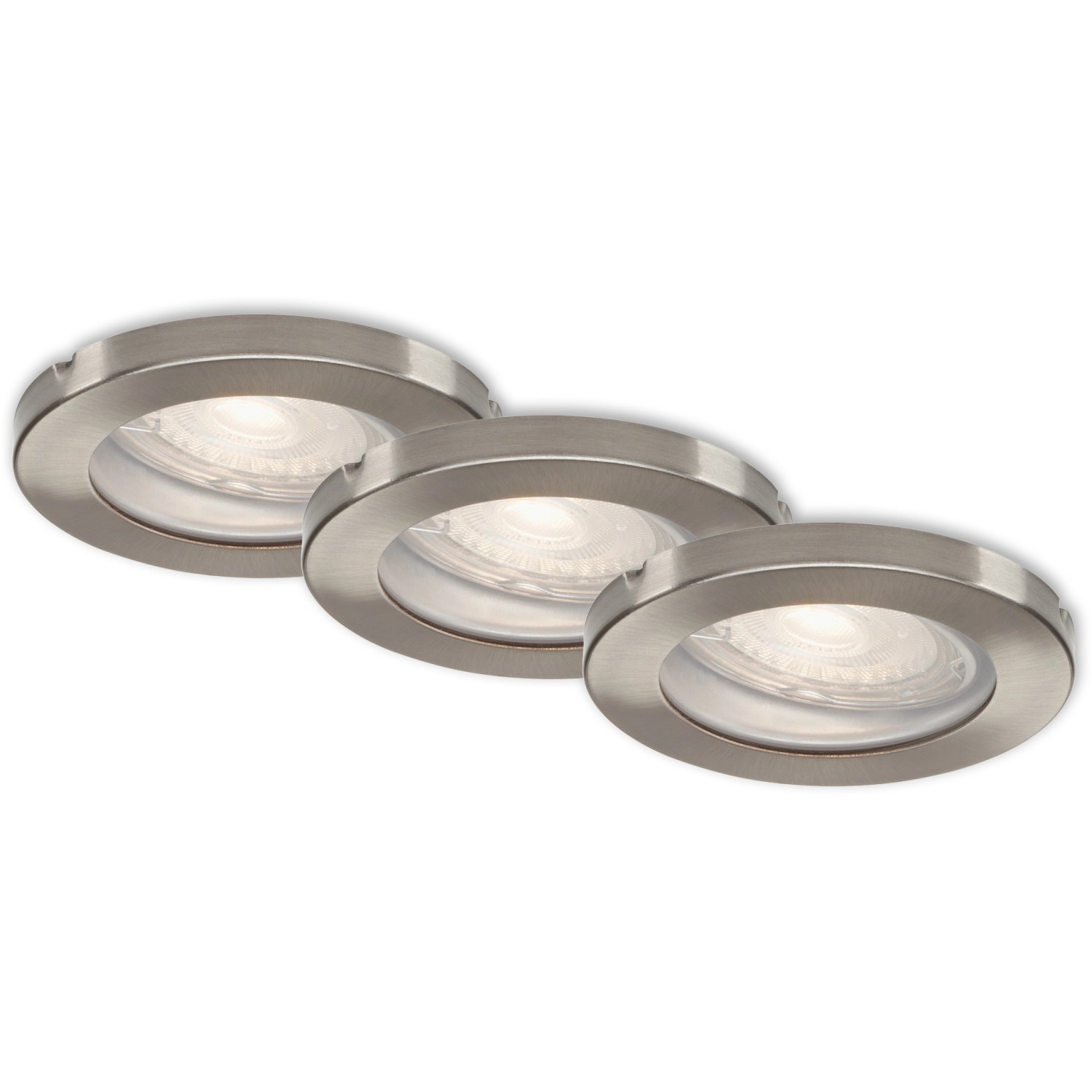 Briloner LED-Einbaustrahler 3er-Set in Nickel Matt, IP65, für Innenräume.