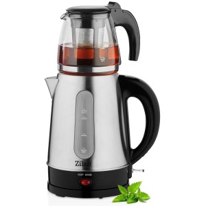 Zilan ZLN-3581 Teekocher aus Edelstahl mit Glaskanne (1,7L Wasserkocher, 0,9L Teekocher)