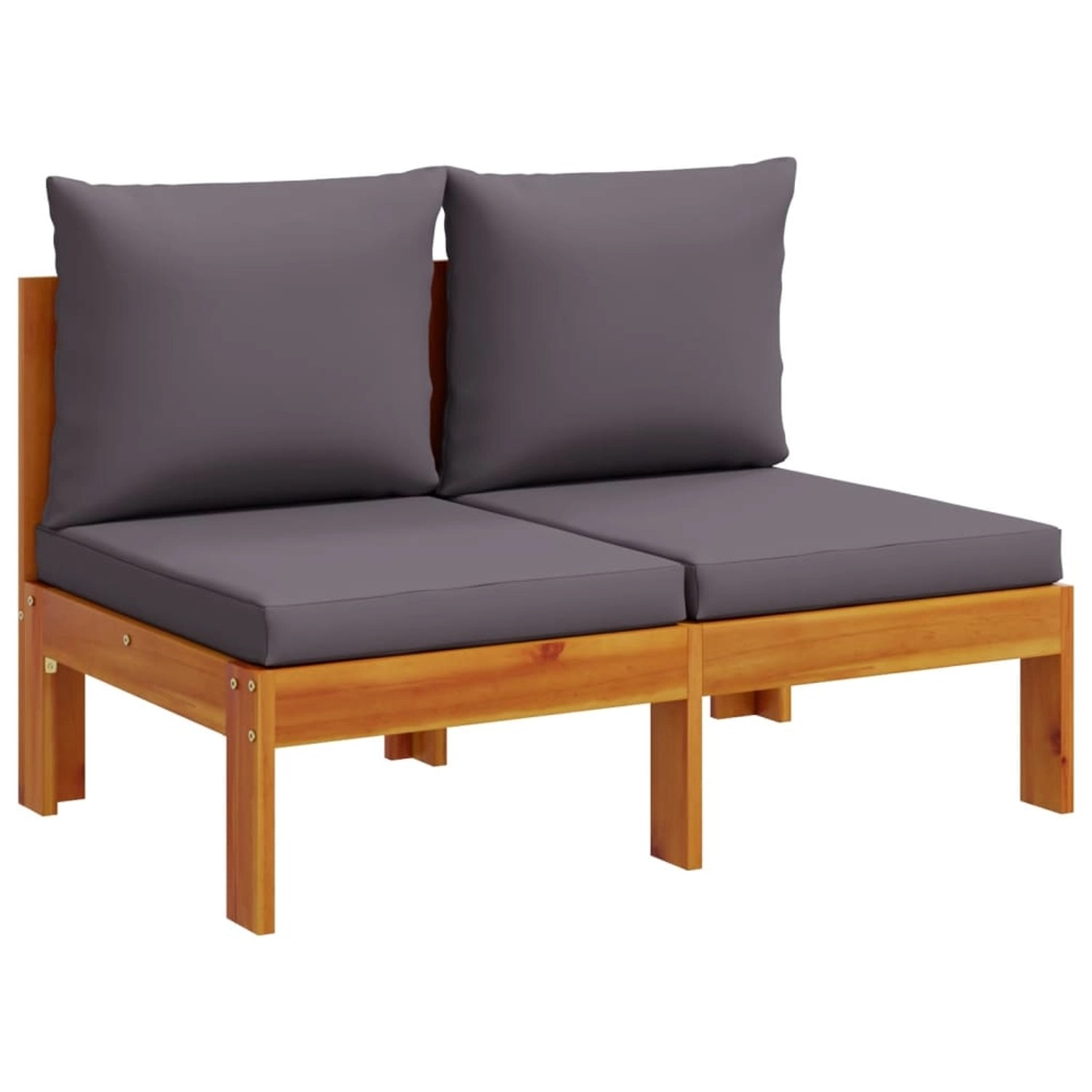 vidaXL 2-Sitzer Gartensofa aus Akazienholz mit grauen Kissen für Gartenmöbel.