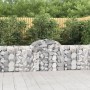 Gabionen Hochbeet mit Bogen, 25 Stück, 200x30x80/100cm, gefüllt mit Steinen als Gartendeko.