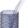 Dunkelblauer Zahnputzbecher Vetro aus Glas mit zwei Zahnbürsten.