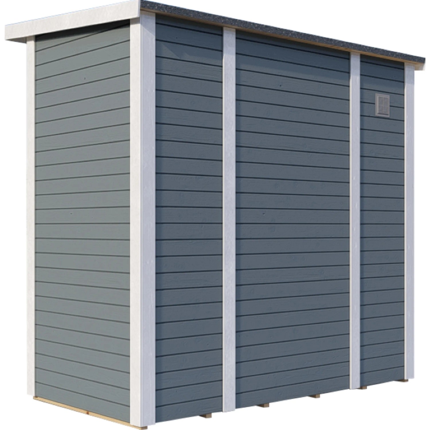 Graues Bertilo Gartenhaus Pentus 1 aus Holz, 115x234 cm, mit Flachdach.