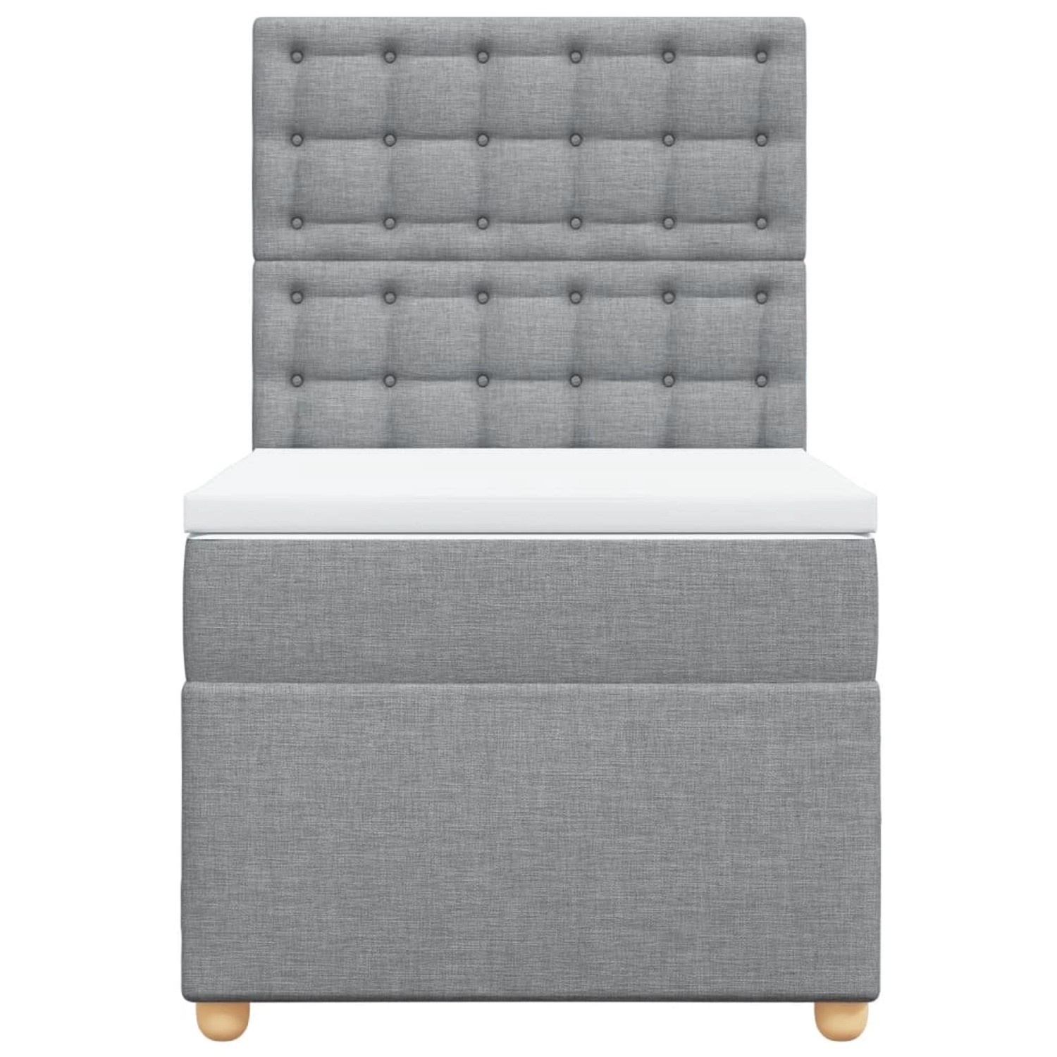 Hellgraues vidaXL Boxspringbett 90x190 cm mit Stoffbezug und Matratze.