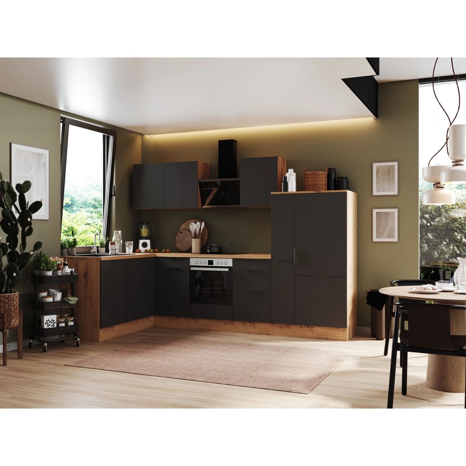 Respekta Selection Winkelküche/L-Küche Elisabeth RSL310AGH 310 cm Grau-Artisan Eiche Nb.