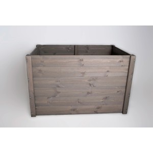 Graues Holz-Hochbeet, 115x76x72 cm, ideal für Gemüse, Kräuter und Blumen im Garten.