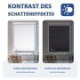 Sekey Doppelplissee Day&Night, weiß/grau: Vergleich von lichtdurchlässig und verdunkelnd am Fenster.