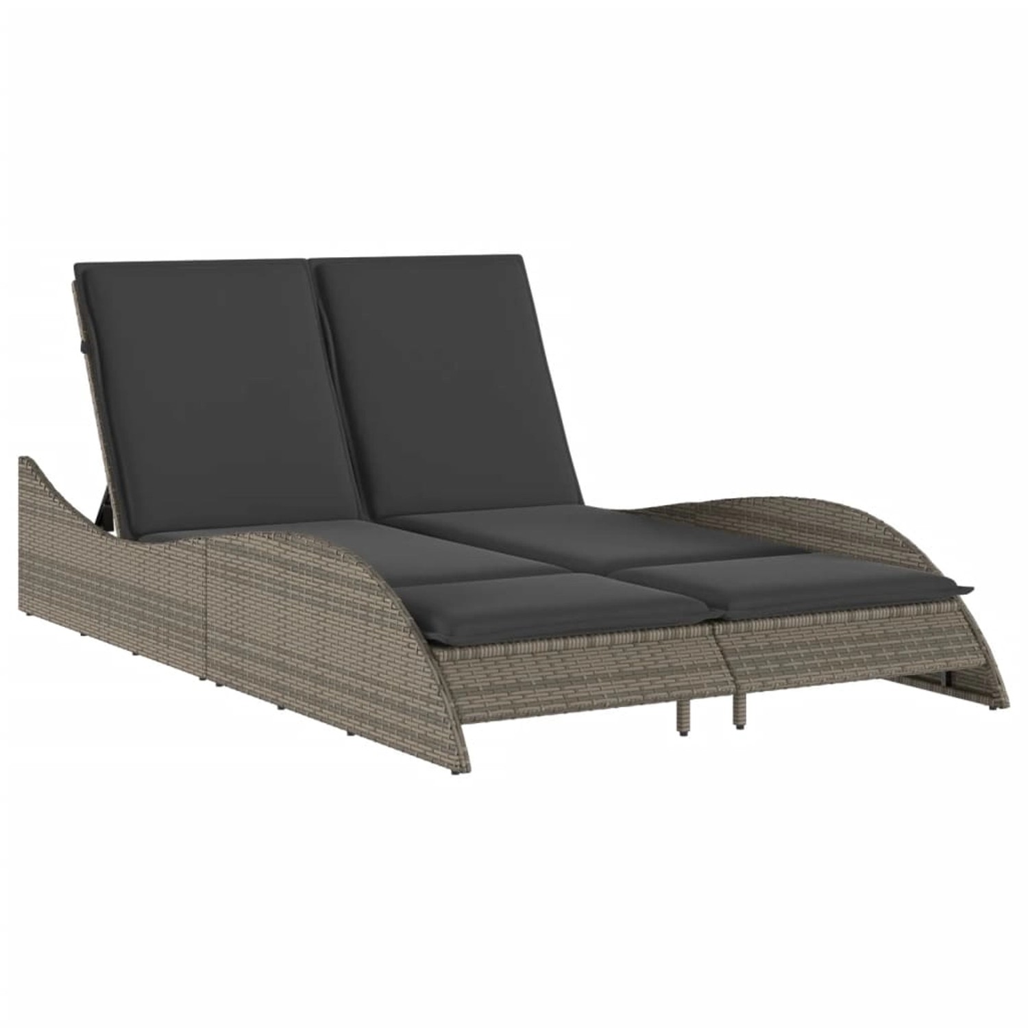 vidaXL Sonnenliege mit Auflagen Grau 114x205x73 cm Poly Rattan 368289