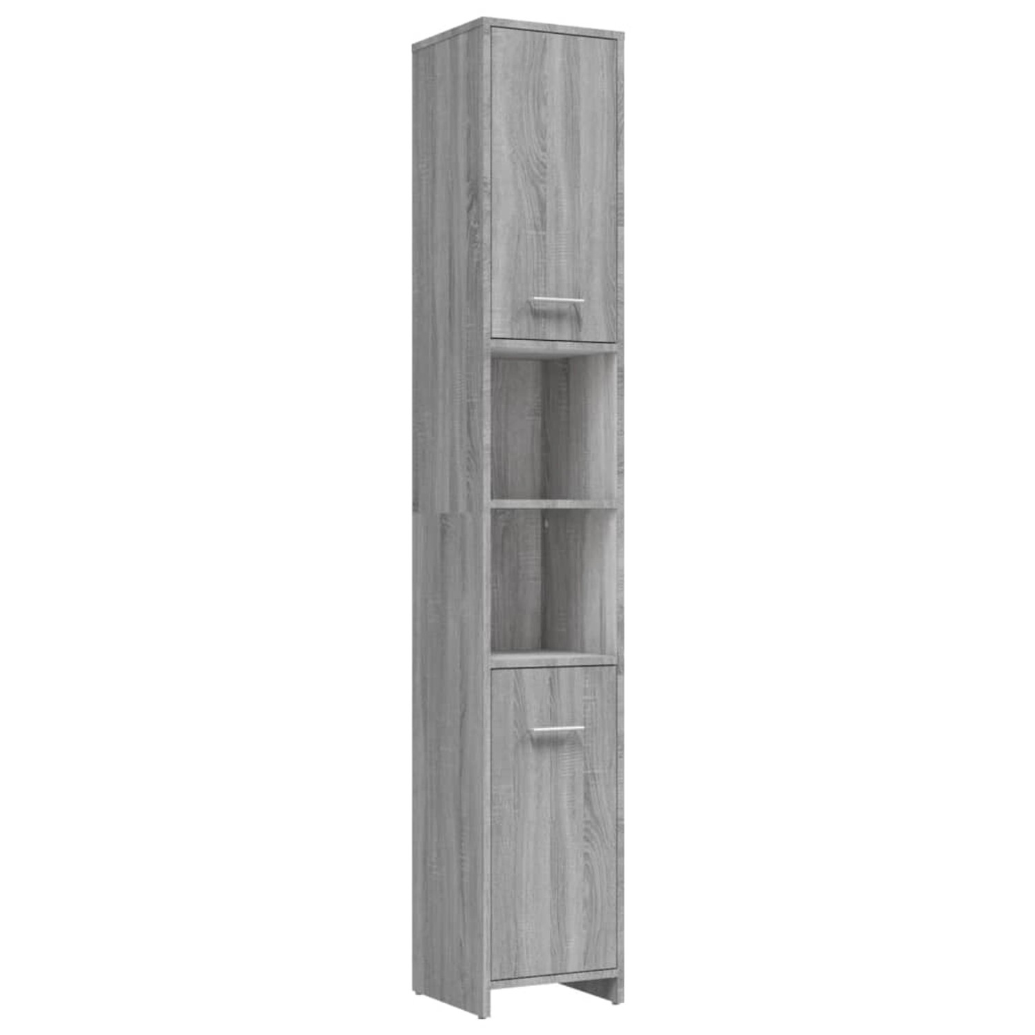 vidaXL Badezimmerschrank Grau Sonoma 30x30x183,5 cm Holzwerkstoff