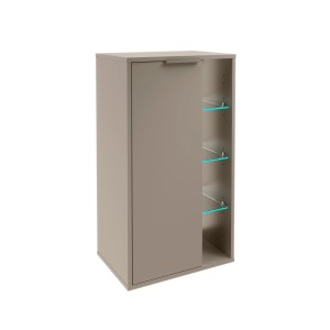 Fackelmann Fach-Midischrank B.Paris, 47 cm, Cubanit Grau, mit Tür links und offenen Fächern mit Glasböden.