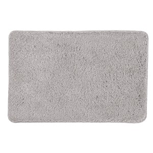 Rechteckiger, silbergrauer Kleine Wolke Badteppich Scott, 50x70 cm, aus Polyester mit weicher Oberfläche.