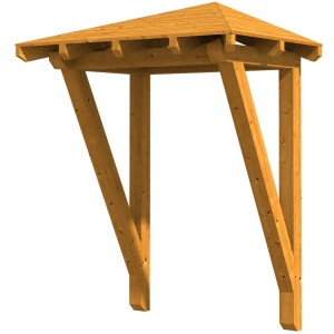 Skan Holz Vordach Wesel 2, Eiche hell lasiert, 188x126 cm, aus Konstruktionsvollholz.