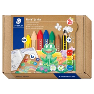 Staedtler Noris Junior Malset mit Wachsmalkreiden, Bleistift und Malheft für Kinder ab 2 Jahren.