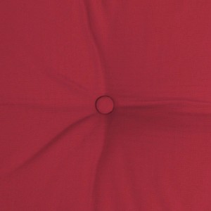 Rotes Beautissu Paletten-Rückenkissen mit Zierknopf. Detail der weichen Polsterauflage für Sitzkissen.