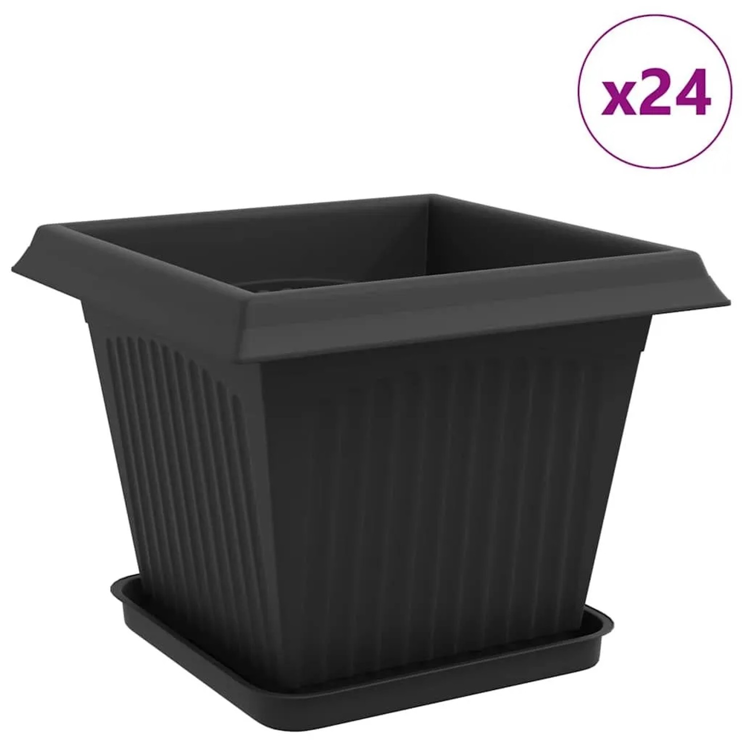 vidaXL Blumentöpfe 24 Stk Schwarz 33 x 33 x 26 cm Kunststoff 3403315
