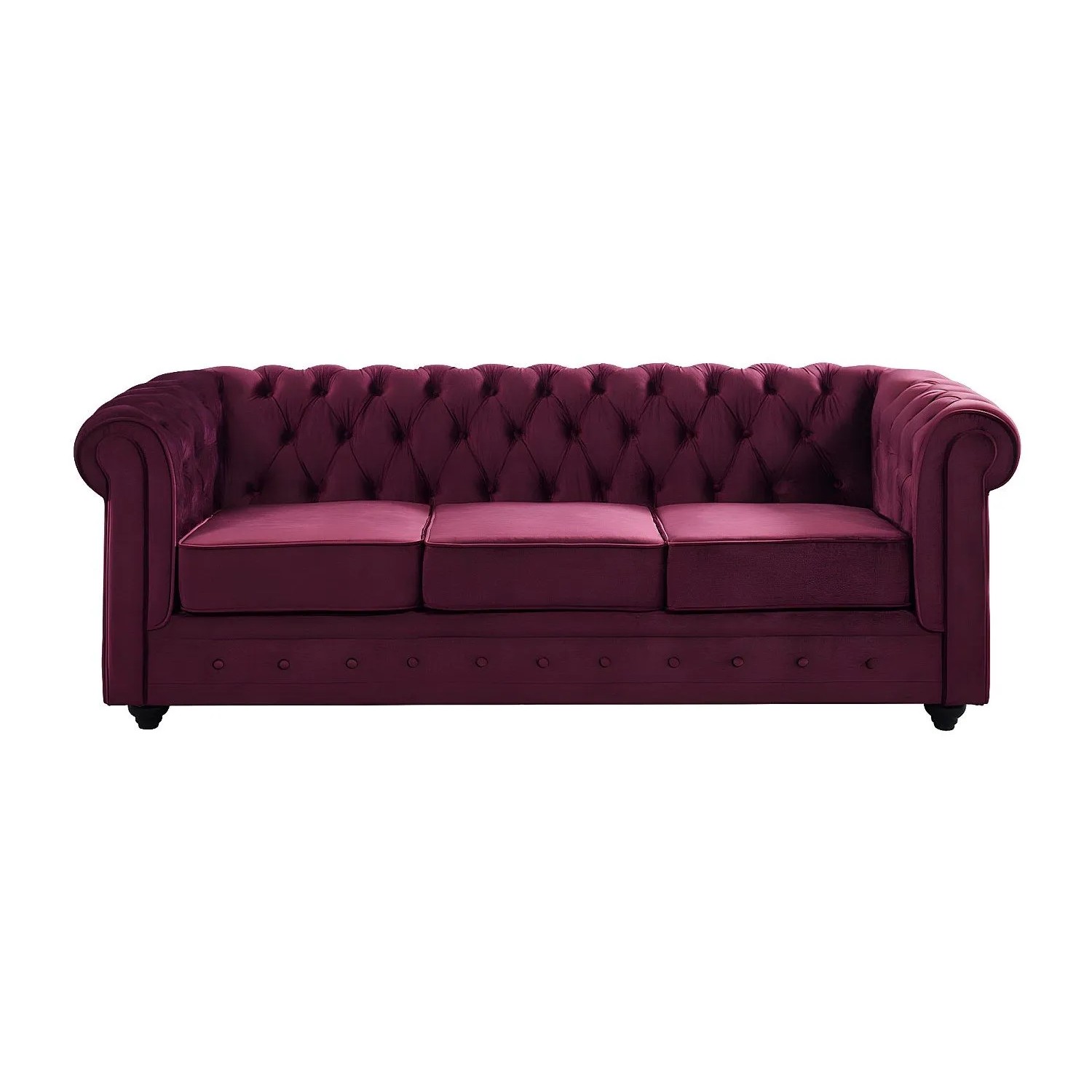 Vente-unique Sofa Ohne Schlafmöglichkeit Chesterfield Bordeaux 205 cm