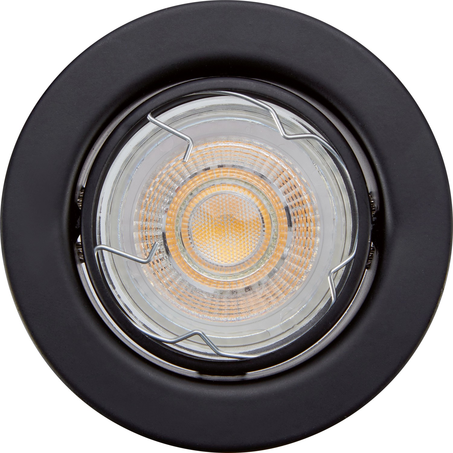 Schwarze LED-Einbauleuchte (3er-Set) aus Metall, warmweißes Licht. Ideal für Deckenmontage.