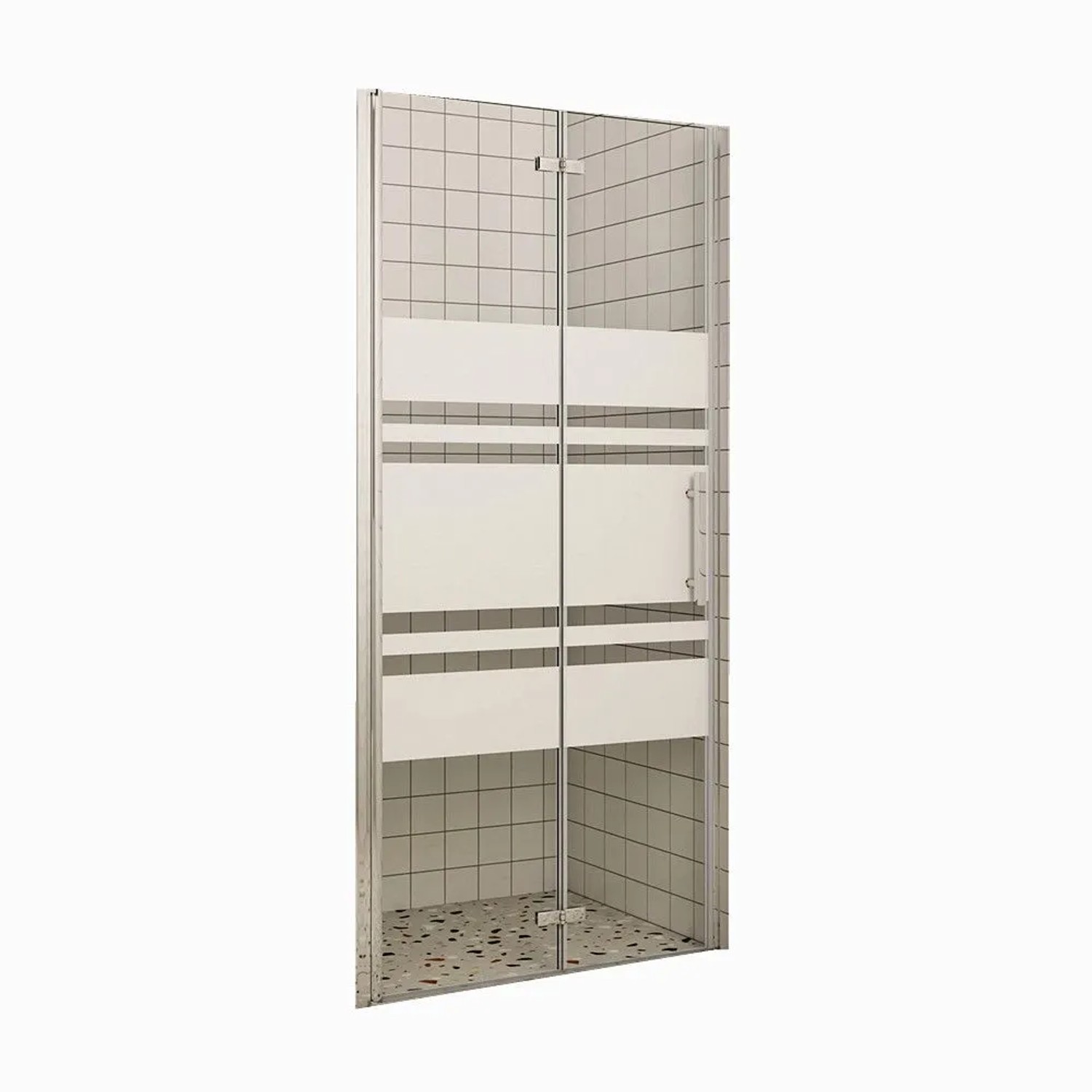 Duschparadies Duschtür Falttür 120 x 195cm Nischentür Drehtür Glastür Duschwand 6mm Nano Gestreiftesglas Hochglanz Verchromt Links