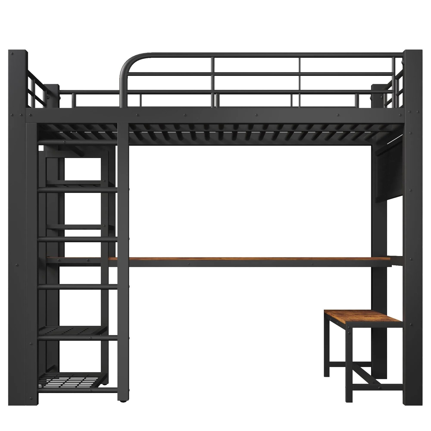 Merax Hochbett Metall 90x200cm LED Schreibtisch Schwarz