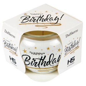 HS Candle Duftkerze "Happy Birthday" im Glas mit Geschenkverpackung.