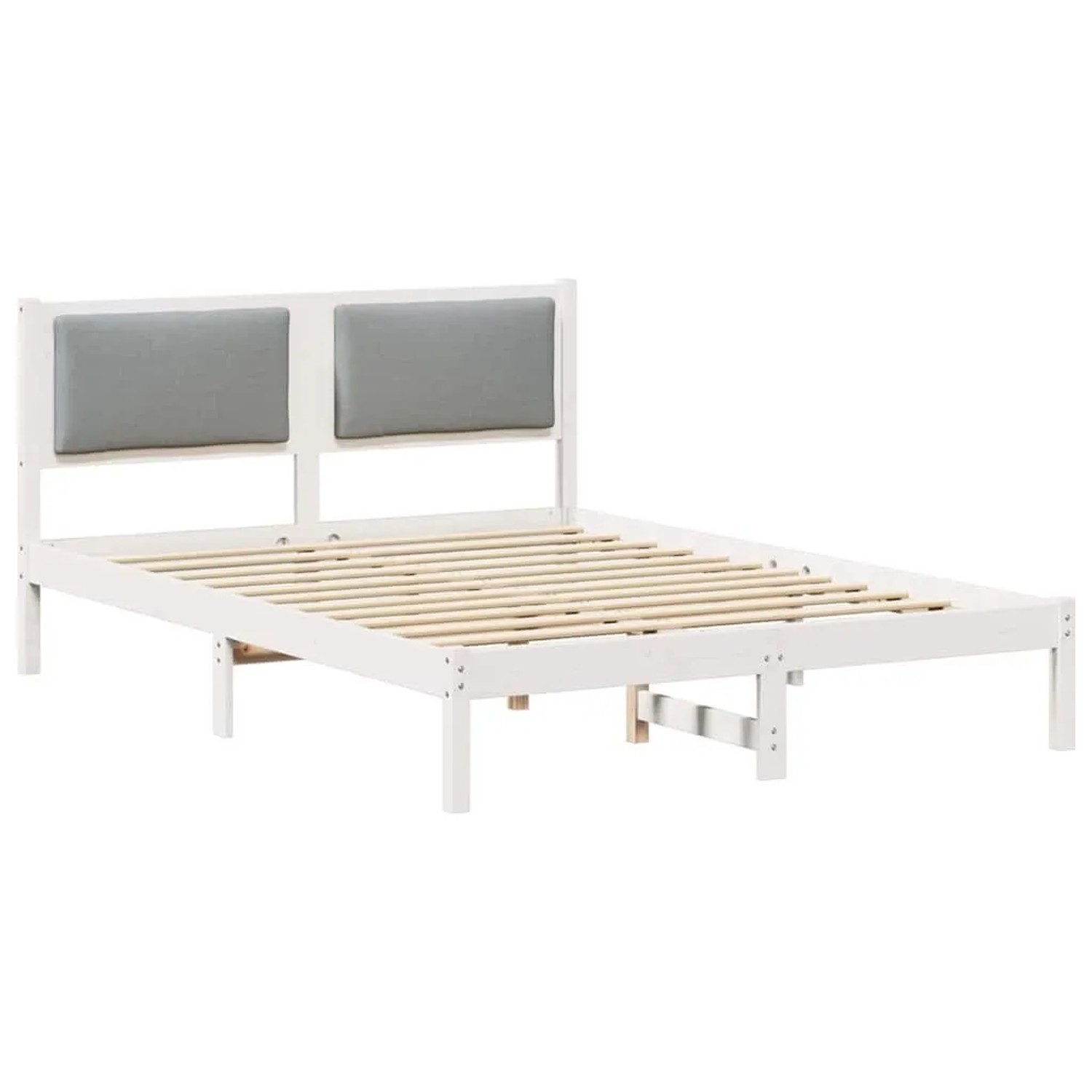 vidaXL Bettrahmen Hellgrau 140 x 190 cm Massives Kiefernholz 878128