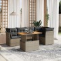 Graue 5-tlg. vidaXL Garten-Sofagarnitur aus Polyrattan mit Tisch und Kissen.