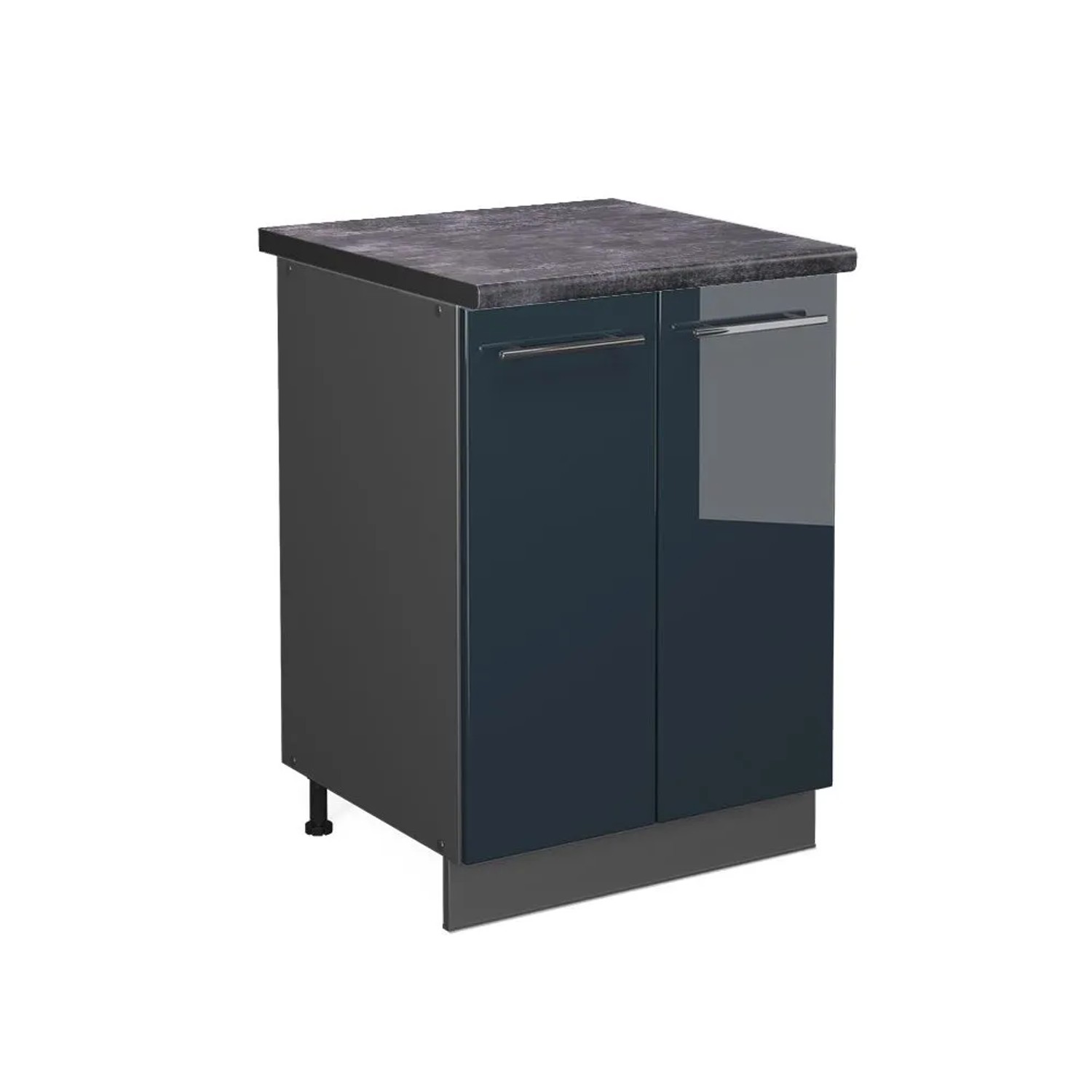 Vicco Küchenunterschrank Fame-Line DunkelBlau Hochglanz Anthrazit 60 cm AP Anthrazit