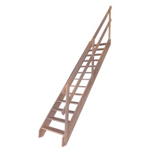 StarWood Treppe Rhodos Buche, gerade, mit Holzgeländer. Offene Buchenholztreppe für den Innenbereich.