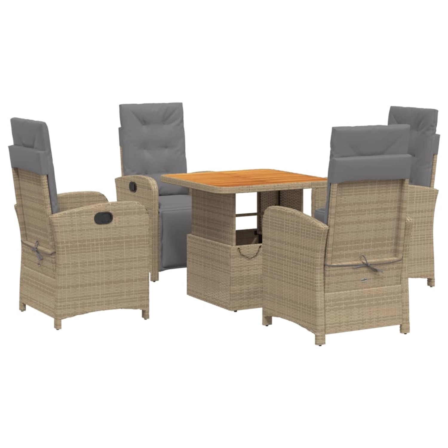 vidaXL 5-Tlg Garten-Essgruppe mit Kissen Beige Poly Rattan 3277364 günstig online kaufen