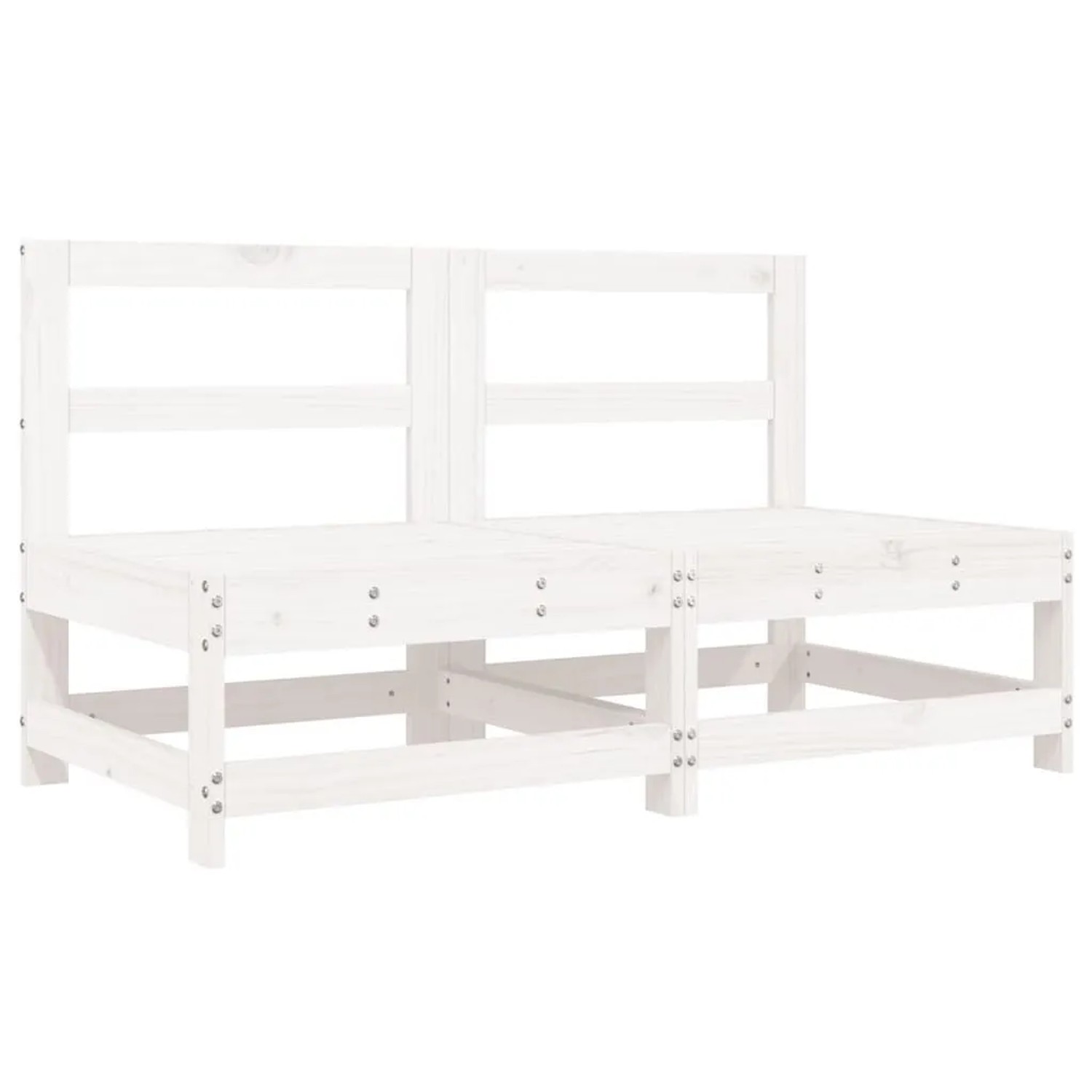 vidaXL Garten-Mittelsofas 2 Stk Weiß Massivholz Kiefer 825514