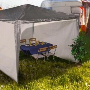 Relaxdays Pavillon Seitenteile 3er Set PE/PVC Weiß Mit Klettverschlüssen 2 m x 3 m