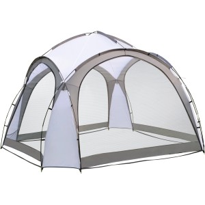 Eventzelt Eldora, hellgrau, 3,5x3,5x2,3m, mit Mesh-Seitenwänden für optimale Belüftung. Ideal für Veranstaltungen im Freien.