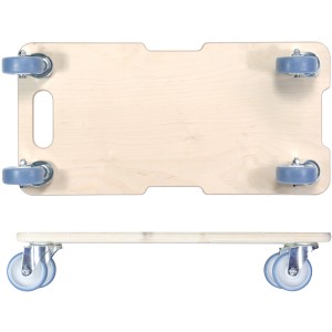 Wagner Transporthilfe 1325 mit Holzbrett und blauen Rollen, Tragkraft 250 kg.