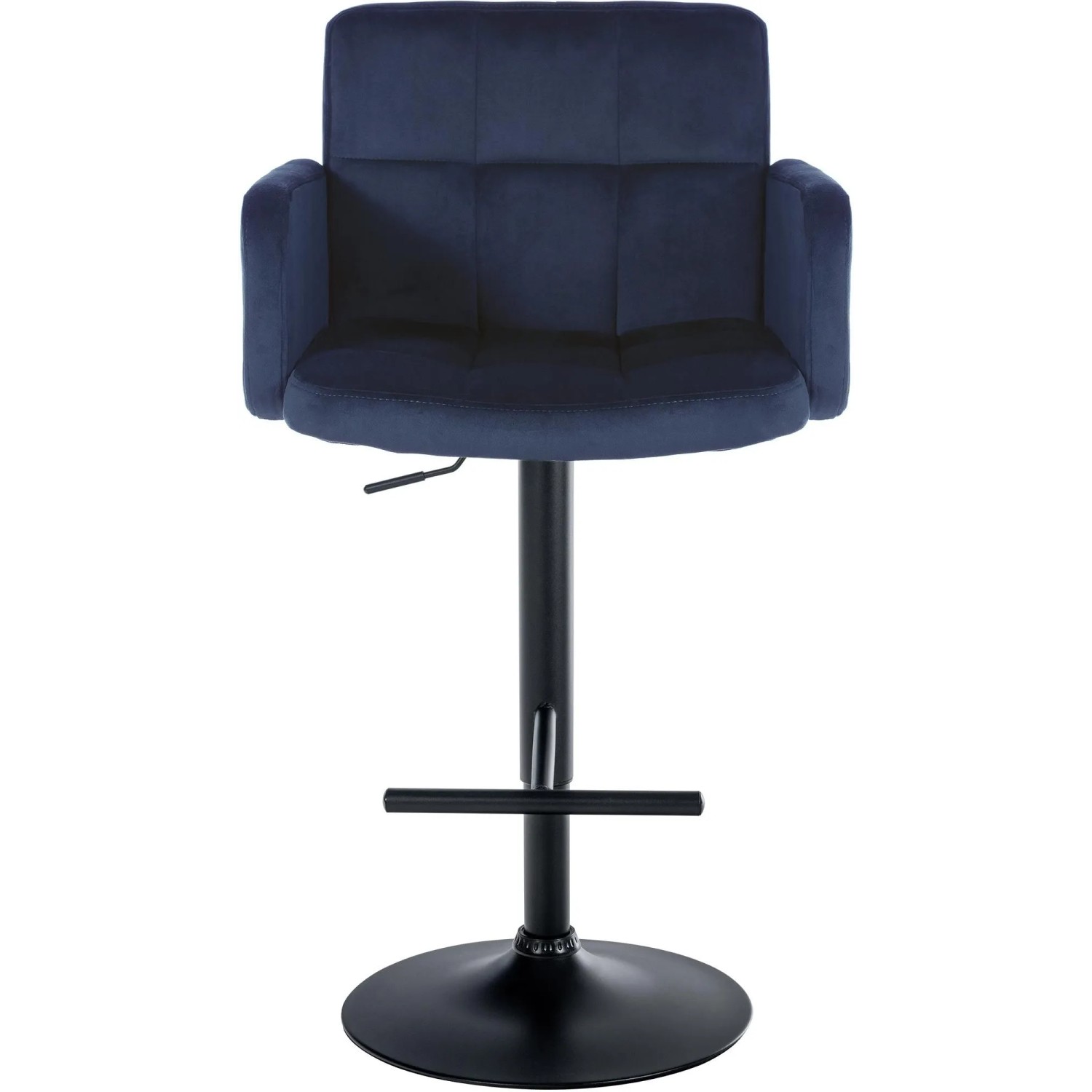 DELUKE 2er Set Barhocker SUTUN Samt Blau 60x56x93cm Schwarz Barstuhl Höhenverstellbar Mit Lehne Drehbar Tresenhocker Tresenstuhl